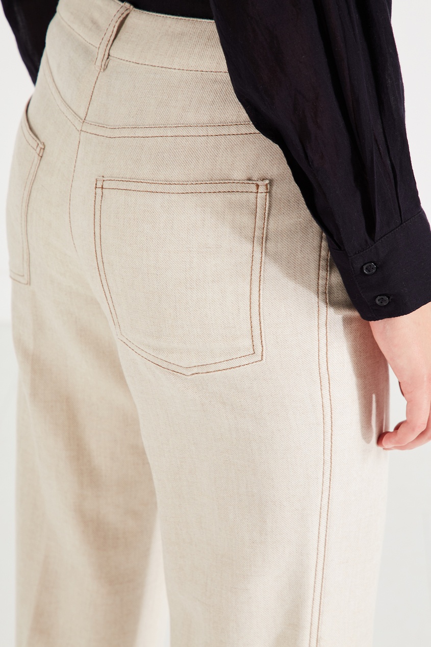 фото Бежевые брюки с широкими штанинами agnona