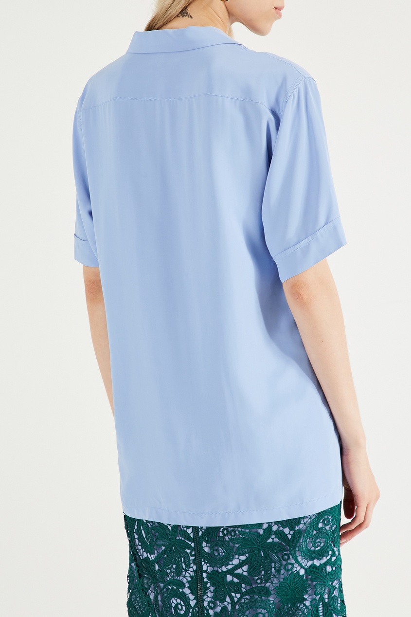 фото Голубая рубашка с коротким рукавом dries van noten