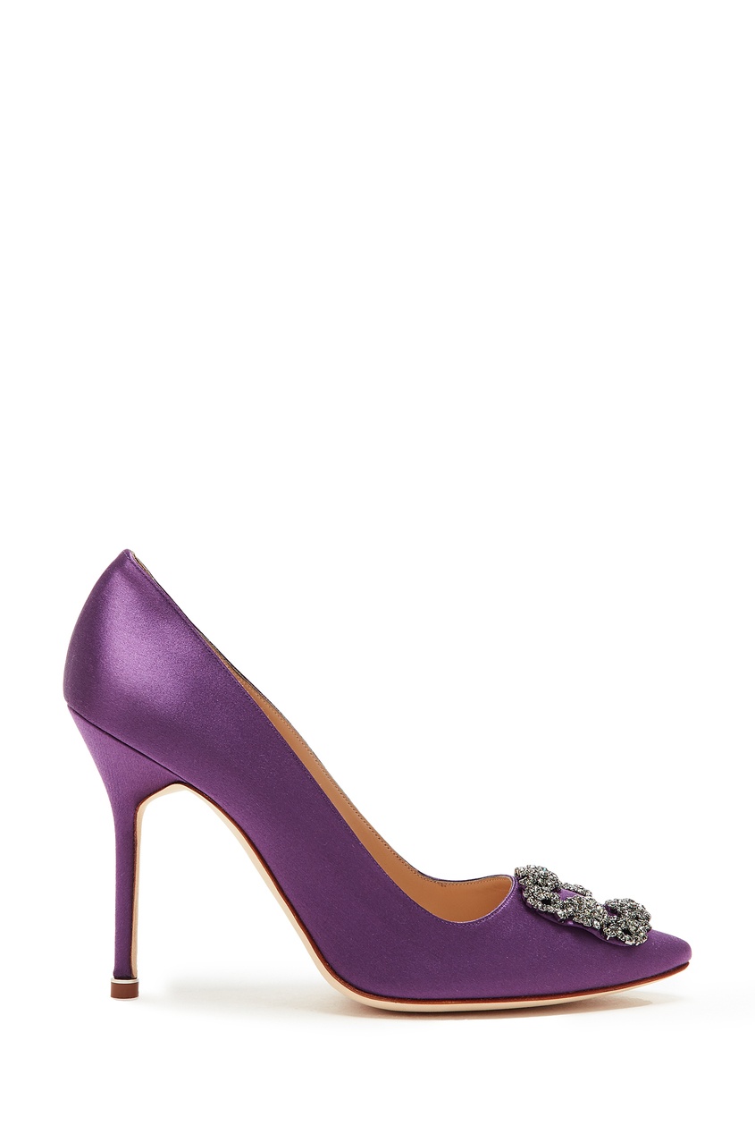фото Пурпурные атласные туфли Hangisi 105 Manolo blahnik