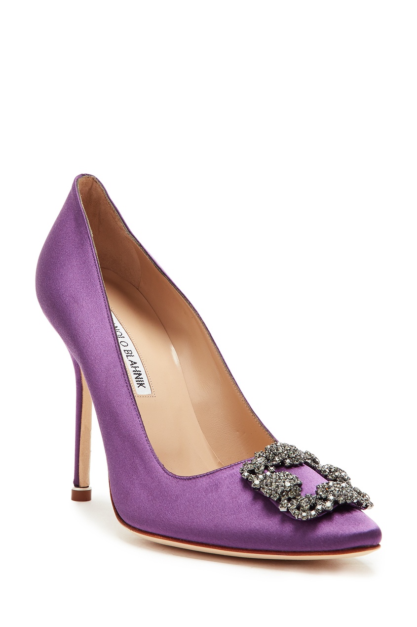 фото Пурпурные атласные туфли hangisi 105 manolo blahnik