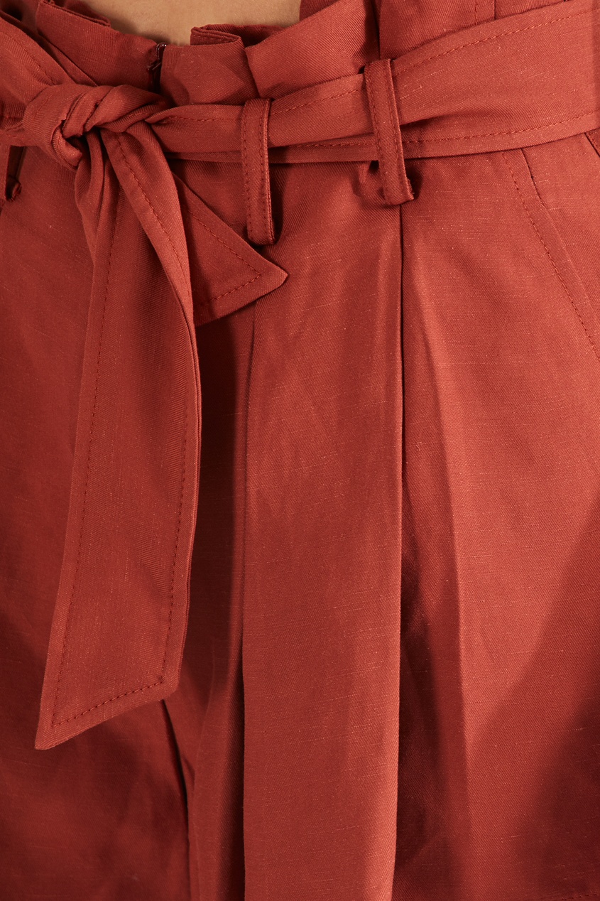 фото Бордовые шорты из вискозы и льна Sandro
