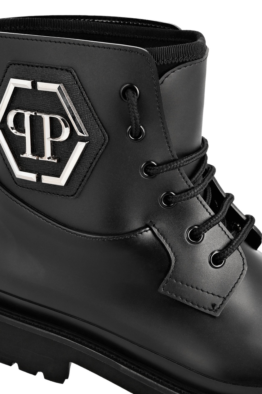 фото Черные ботинки со шнуровкой и монограммой philipp plein