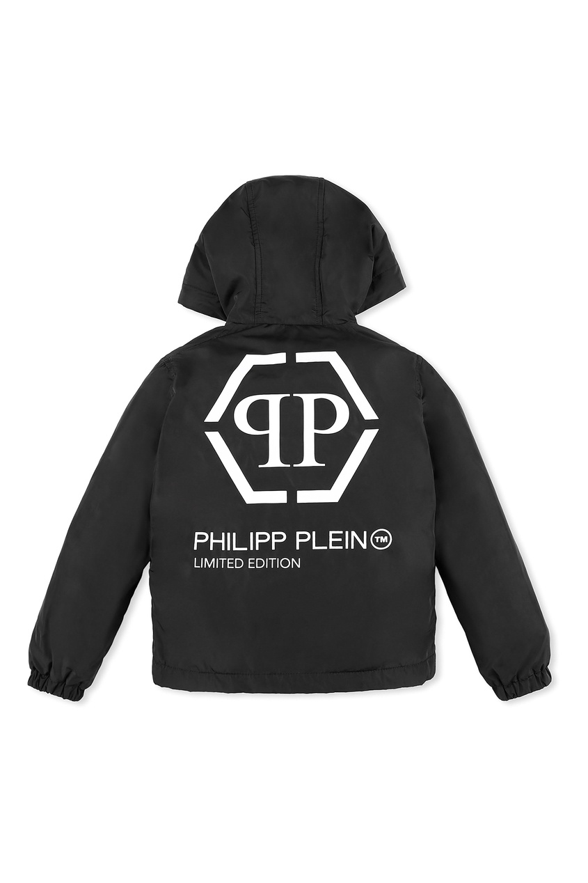 фото Черная куртка с капюшоном philipp plein kids