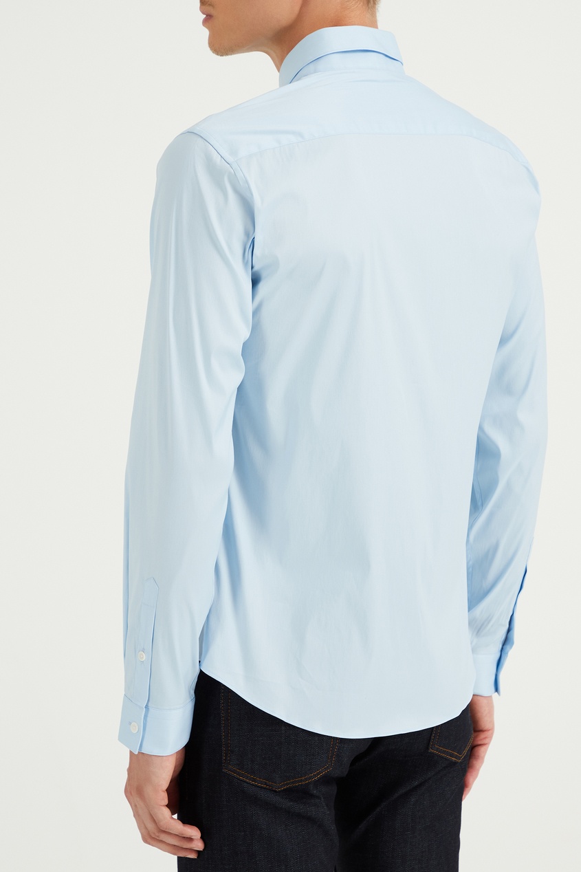 фото Голубая рубашка из хлопковой ткани Sandro
