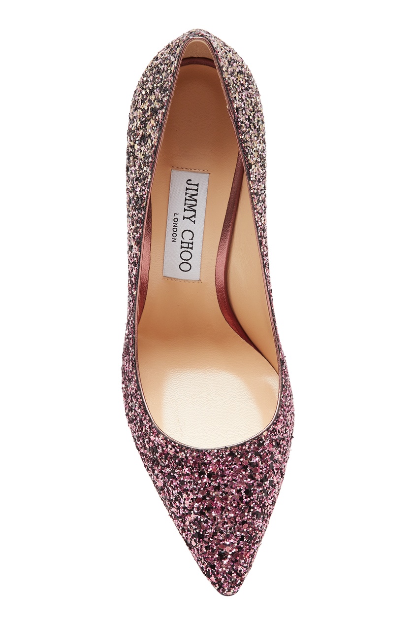 фото Туфли с розовым и золотым глиттером romy 100 jimmy choo