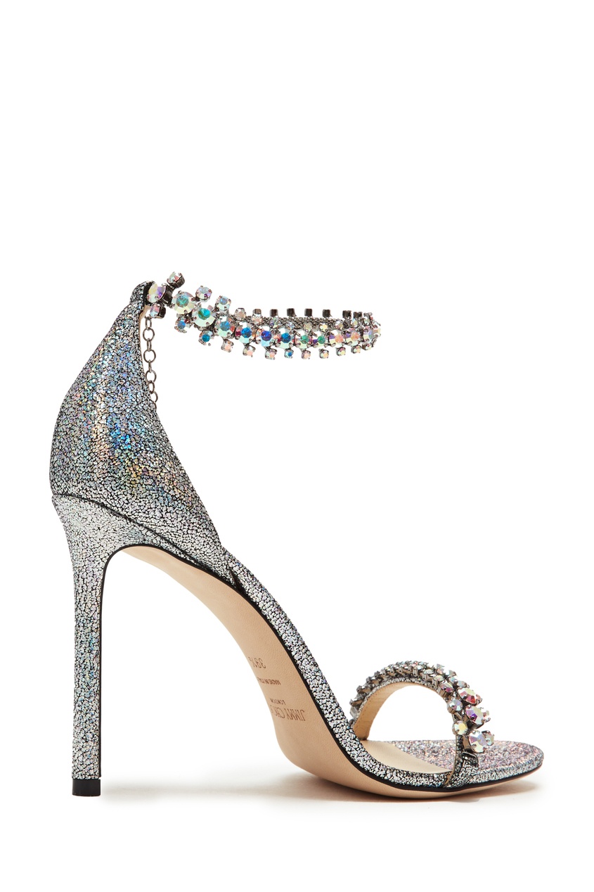 фото Голографические босоножки с кристаллами shiloh 100 jimmy choo