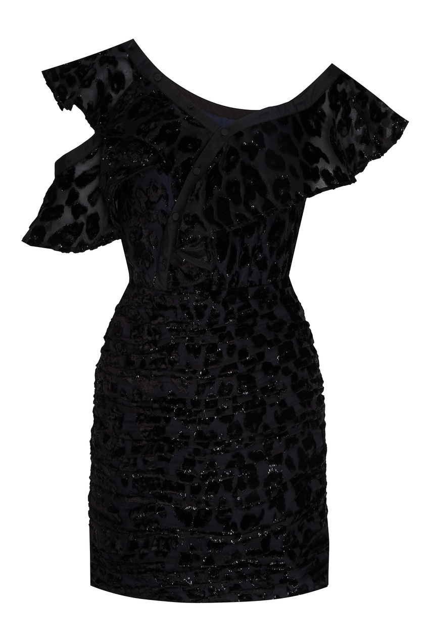фото Асимметричное платье с леопардовым мотивом self-portrait