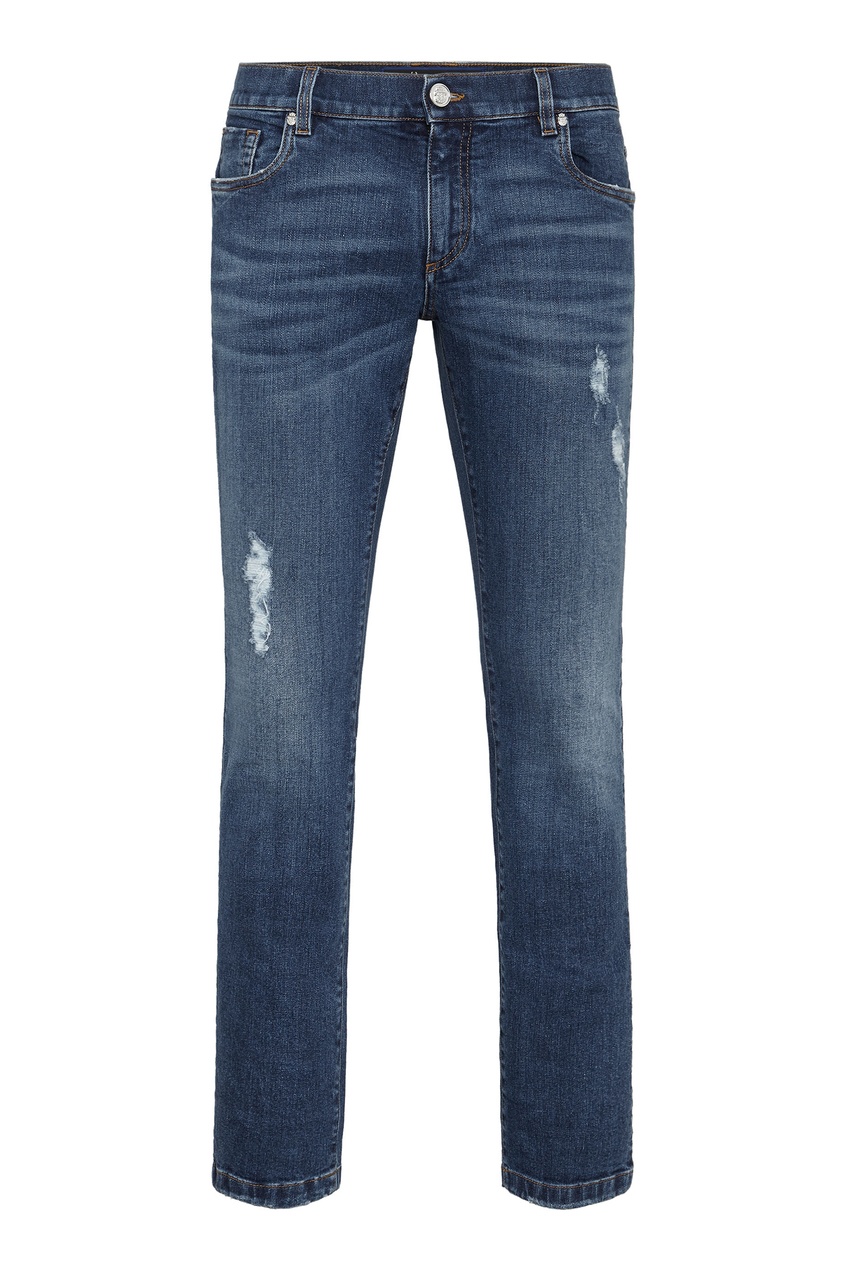 фото Синие джинсы с потертостями Billionaire