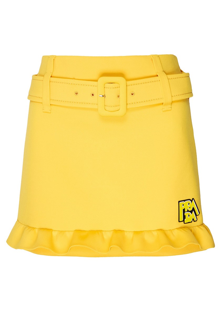 фото Желтая мини-юбка с поясом prada