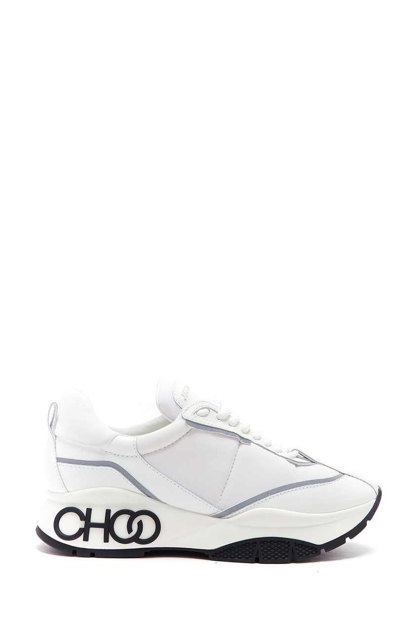 фото Белые кроссовки с черным логотипом raine jimmy choo