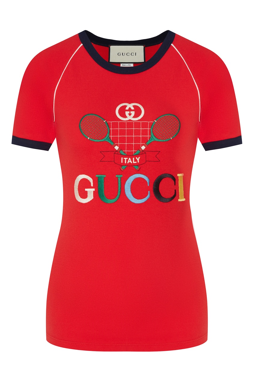 фото Красная футболка gucci tennis