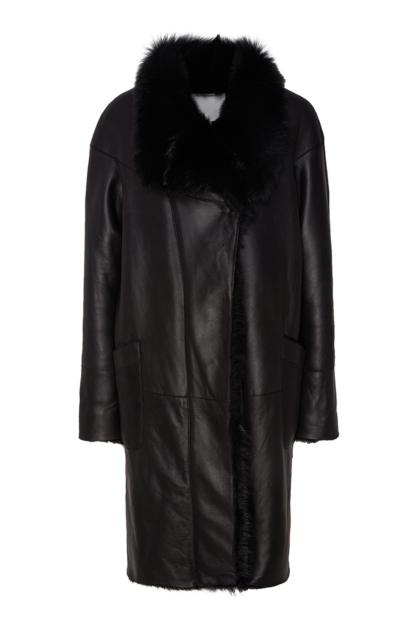 фото Черная кожаная куртка с мехом Color°temperature