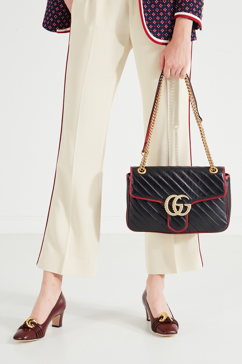 фото Стеганая сумка с отделкой GG Marmont Gucci