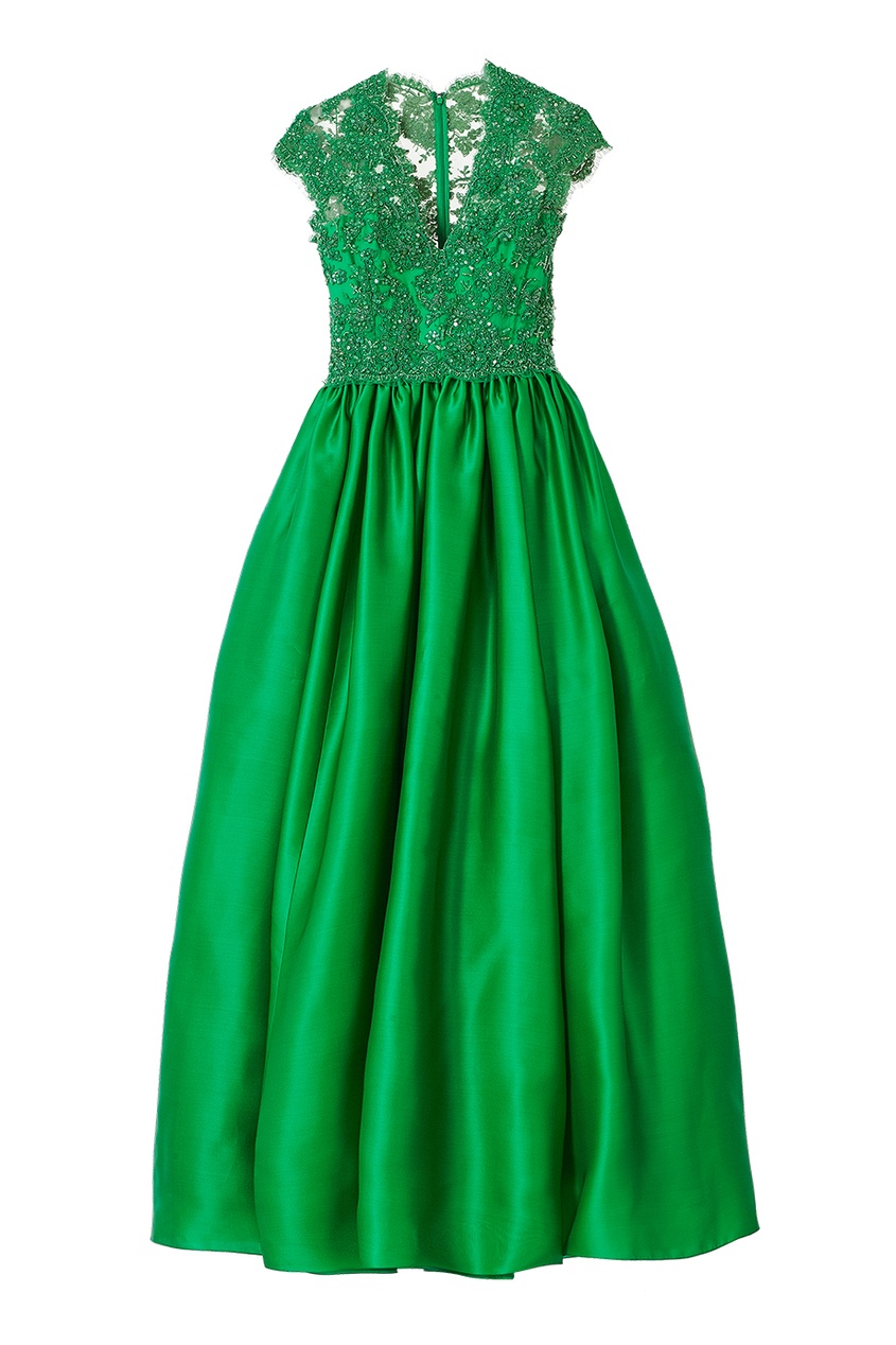 Шелковое платье Reem Acra. Цвет: зеленый