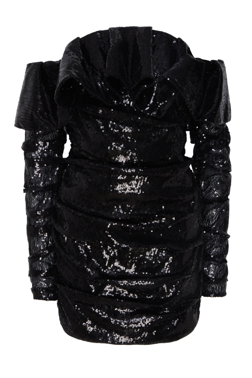 фото Черное платье мини с пайетками attico
