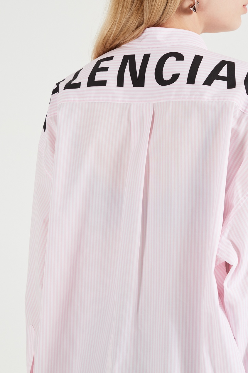 фото Рубашка в бело-розовую полоску swing balenciaga
