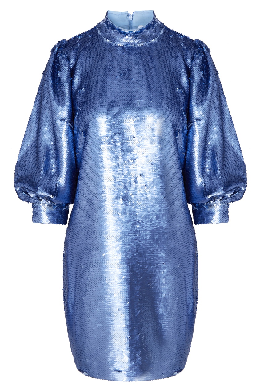 фото Синее платье с пайетками ganni