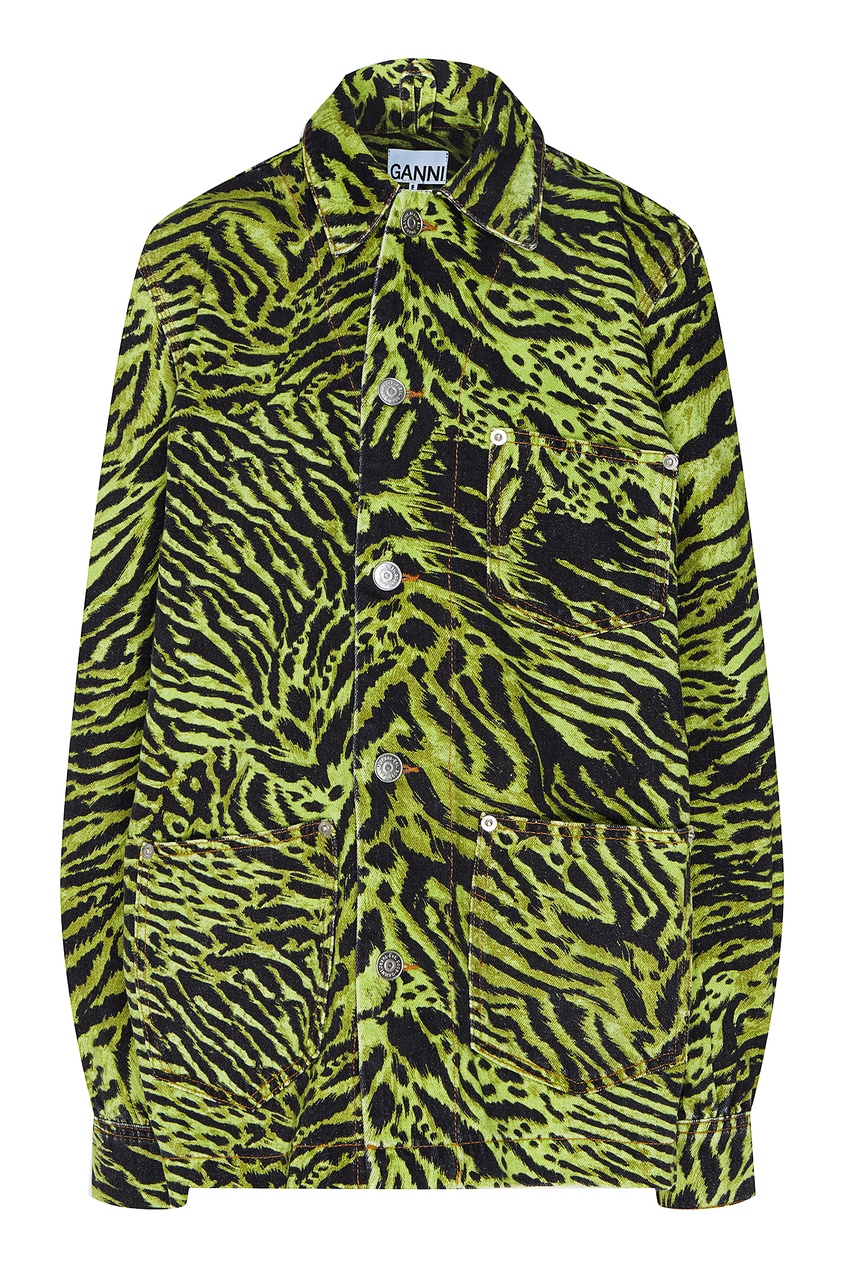 фото Джинсовая куртка неоново-зеленого цвета ganni