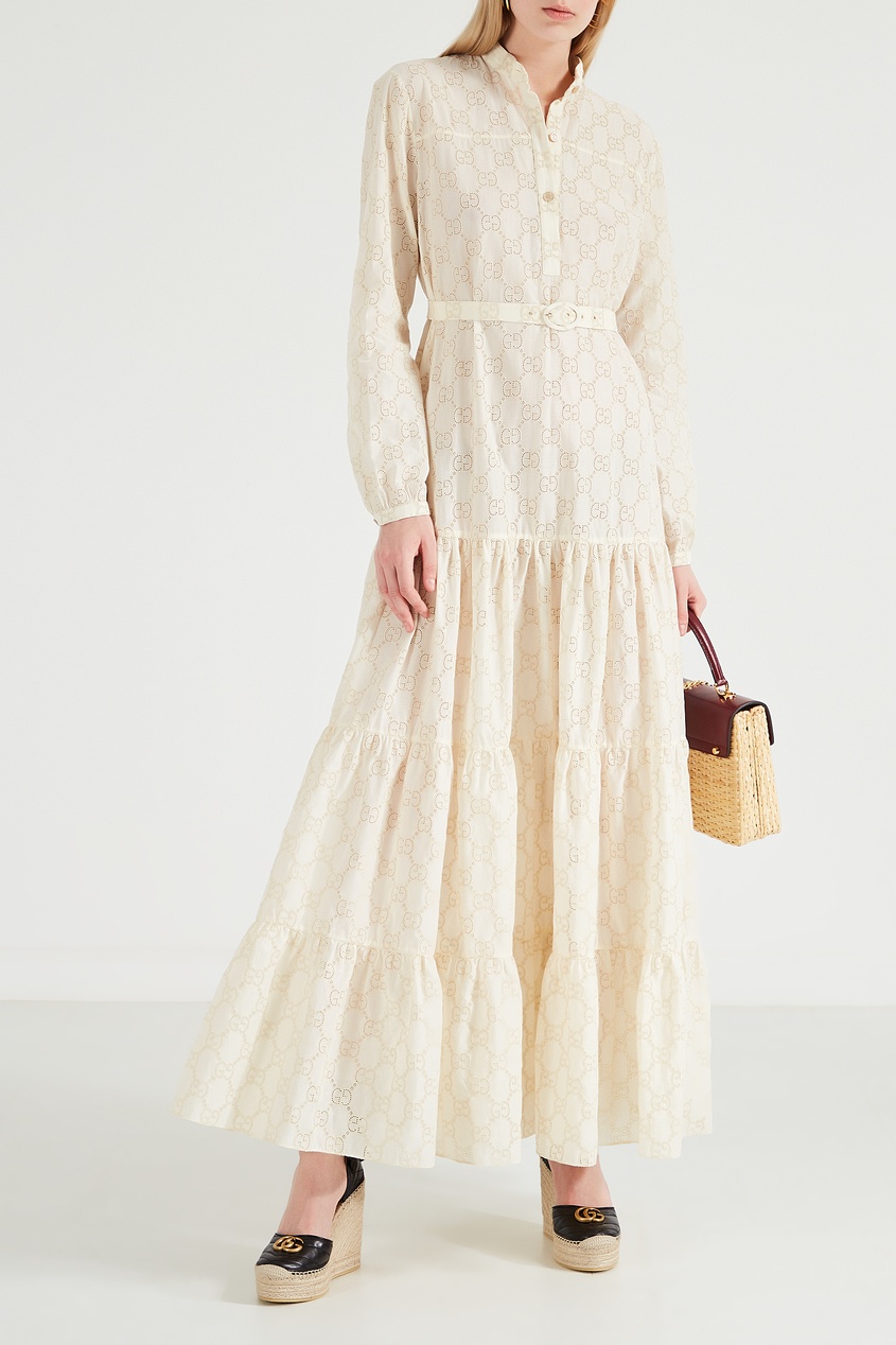 фото Платье с ажурной вышивкой GG Gucci