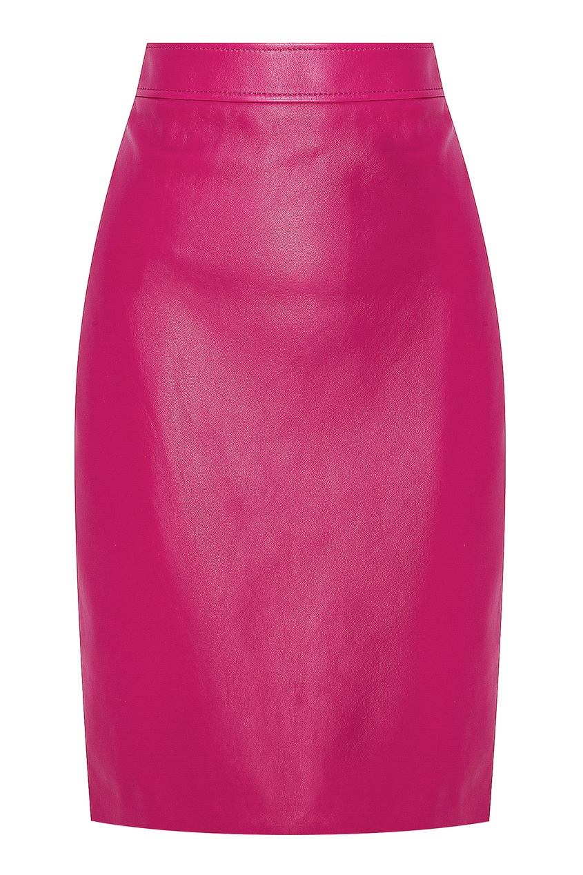 фото Кожаная юбка цвета фуксия Gucci