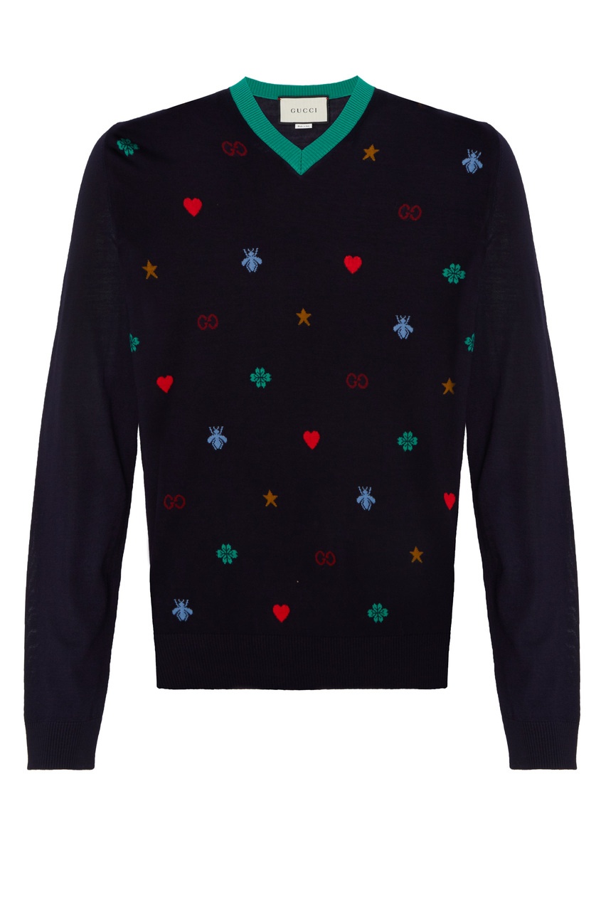 фото Пуловер с разноцветным узором Gucci man
