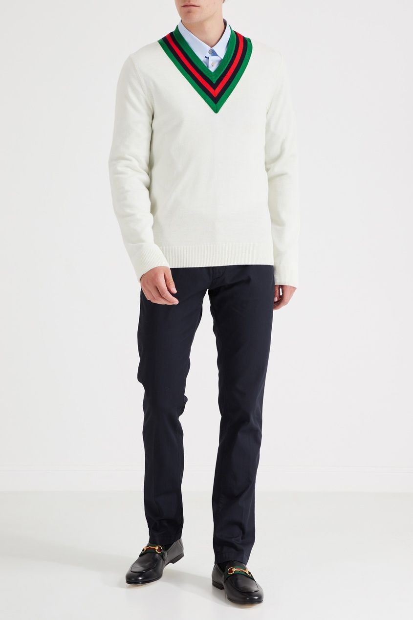 фото Белый пуловер с контрастной отделкой Gucci man