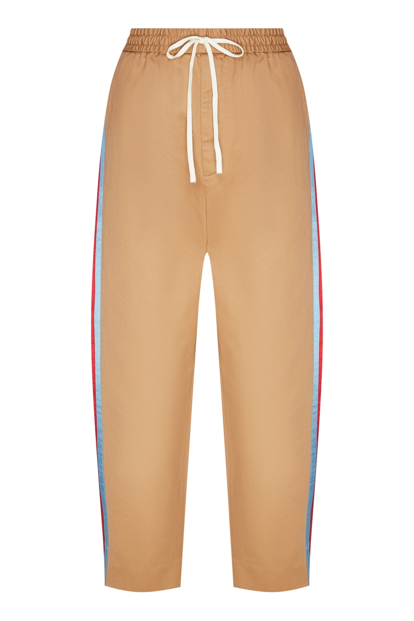 фото Бежевые брюки с цветными лампасами Gucci man