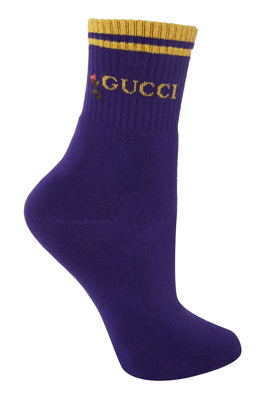 фото Синие носки с вышивкой и люрексом Gucci