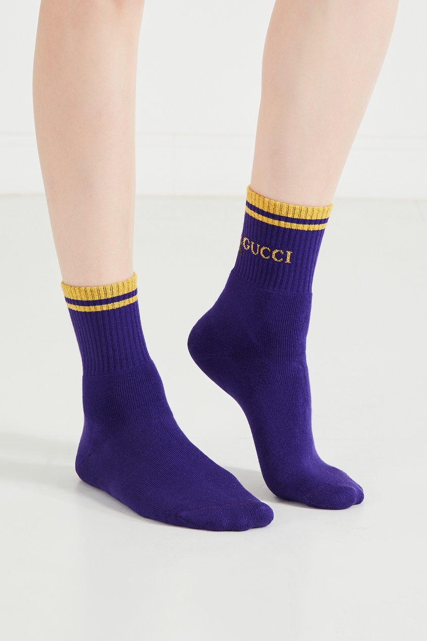 фото Синие носки с вышивкой и люрексом gucci