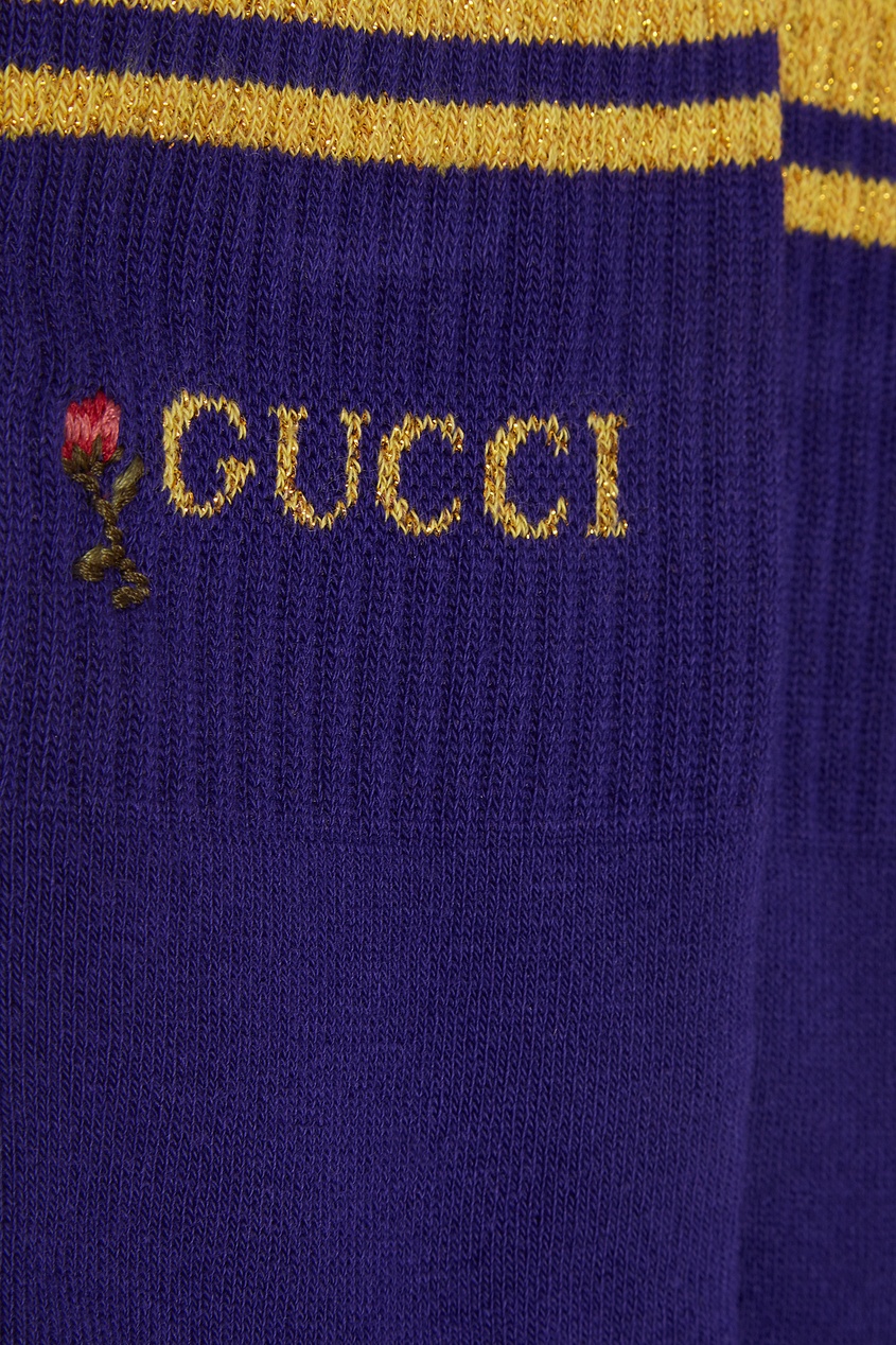 фото Синие носки с вышивкой и люрексом gucci