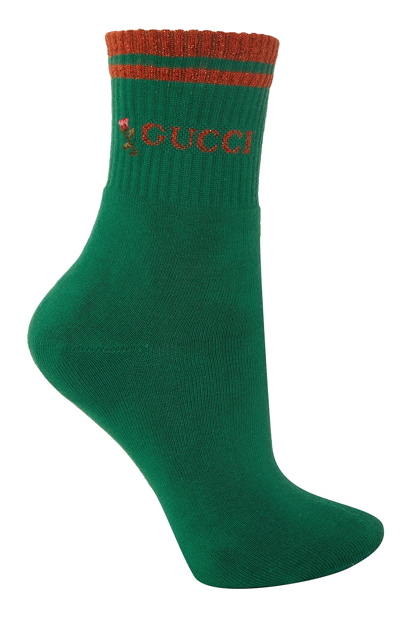 фото Зеленые носки с вышивкой и люрексом Gucci