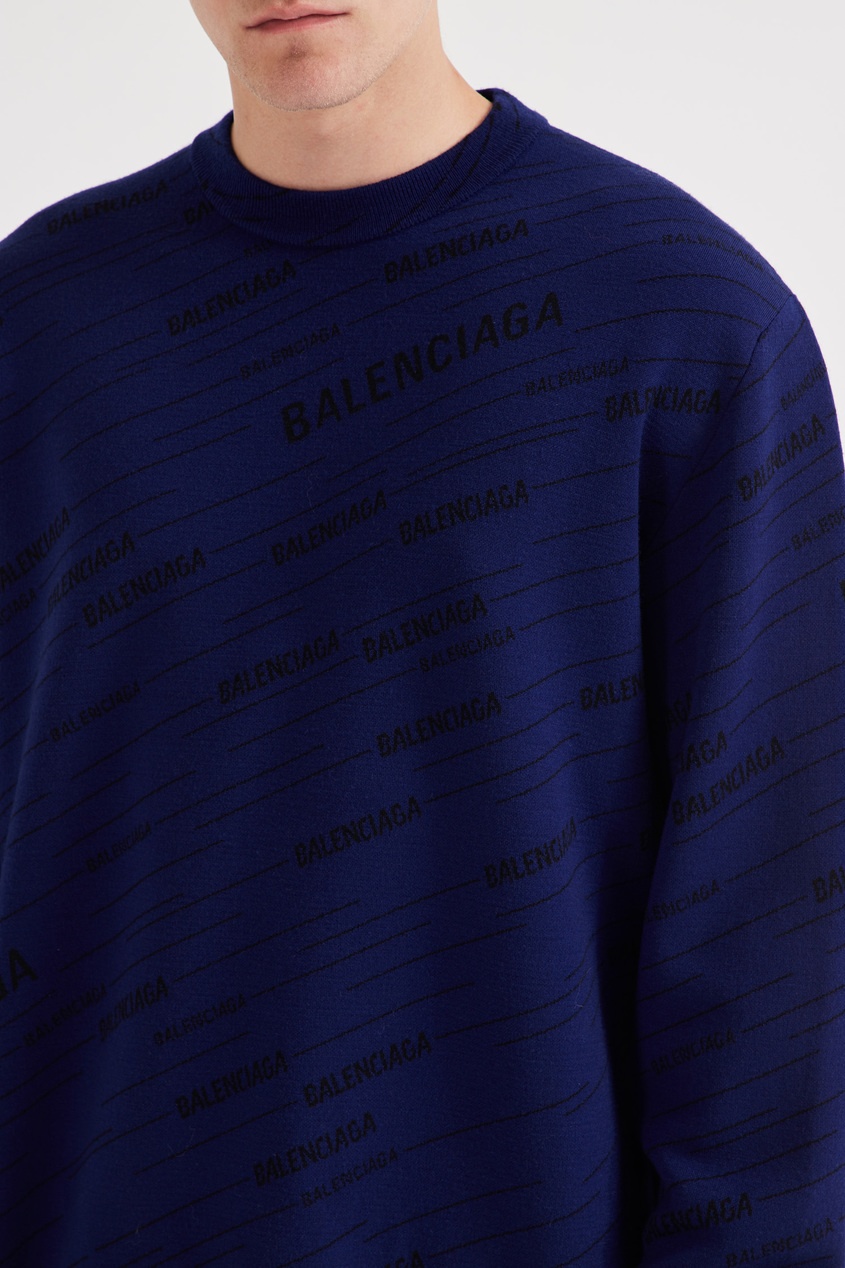 фото Синий джемпер с логотипами Balenciaga man