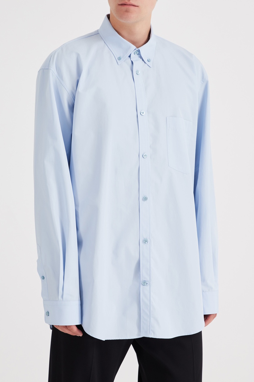 фото Голубая рубашка с нагрудным карманом balenciaga