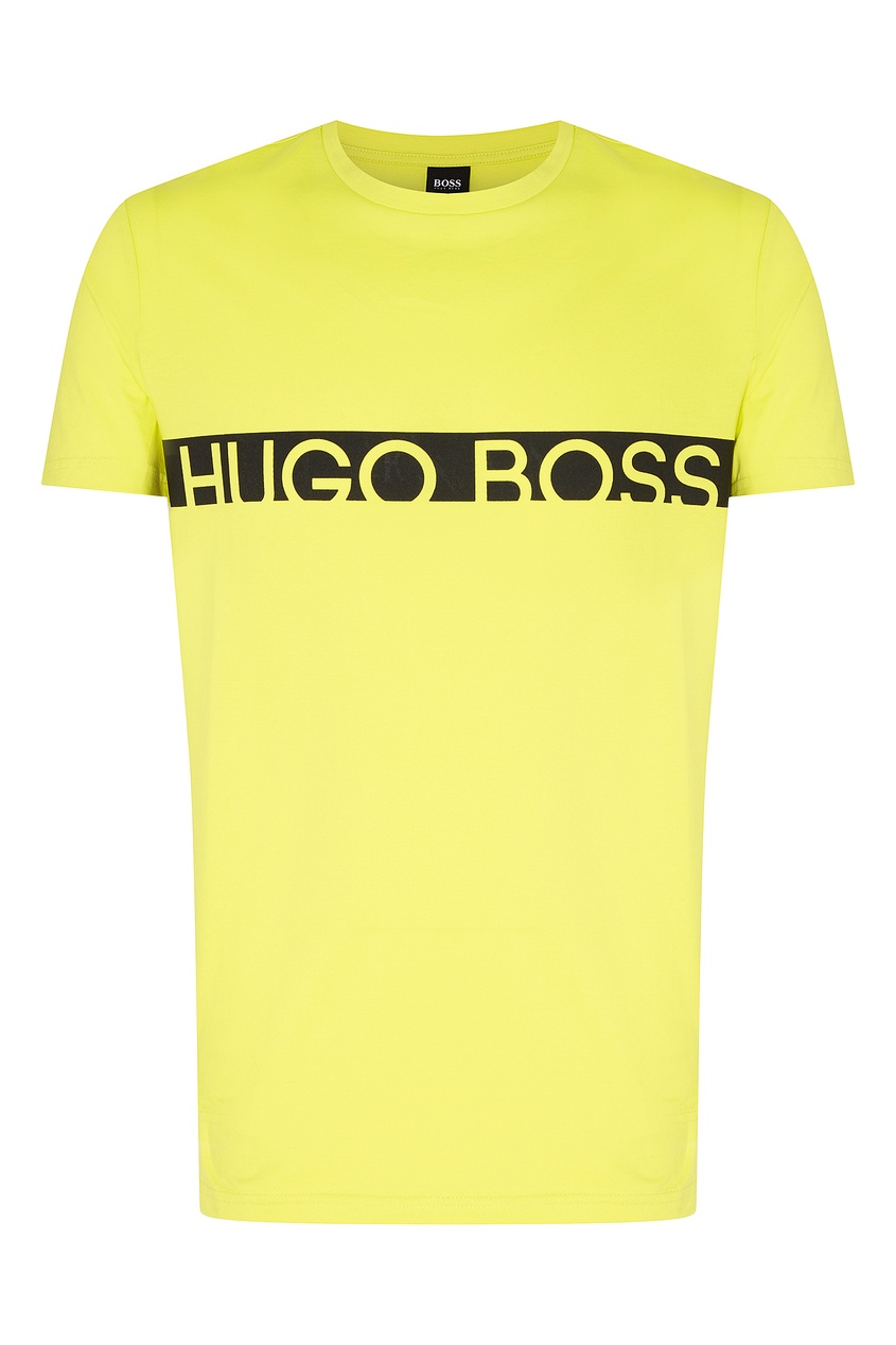 Желтая футболка с логотипом от Hugo Boss