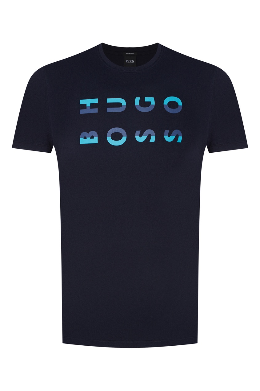 Темно-синяя футболка из хлопка от Hugo Boss