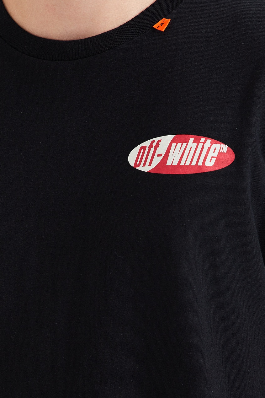 фото Черная футболка с овальным логотипом Off-white