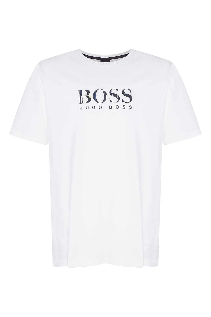 Белая хлопковая футболка с логотипом от Hugo Boss