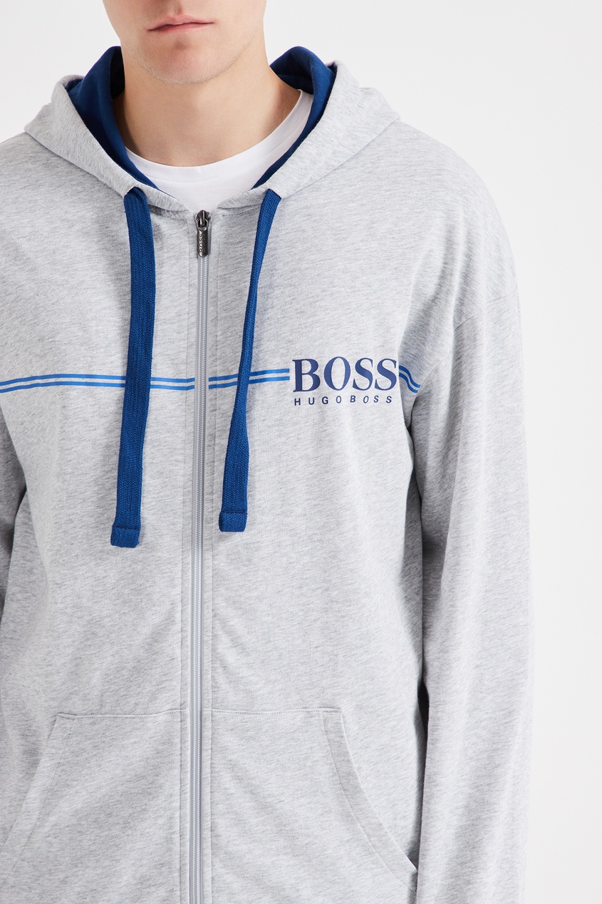 фото Серое худи на молнии Hugo boss