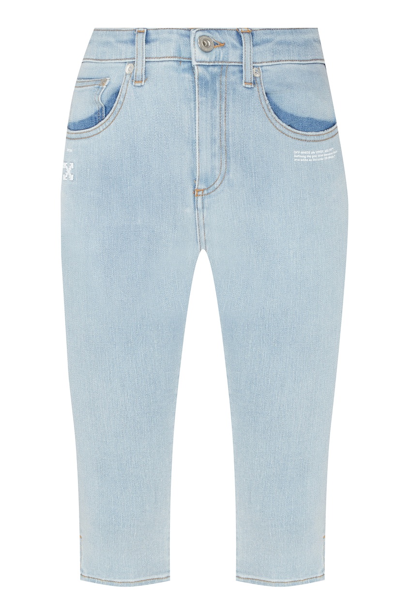Укороченные джинсы  - голубой цвет
