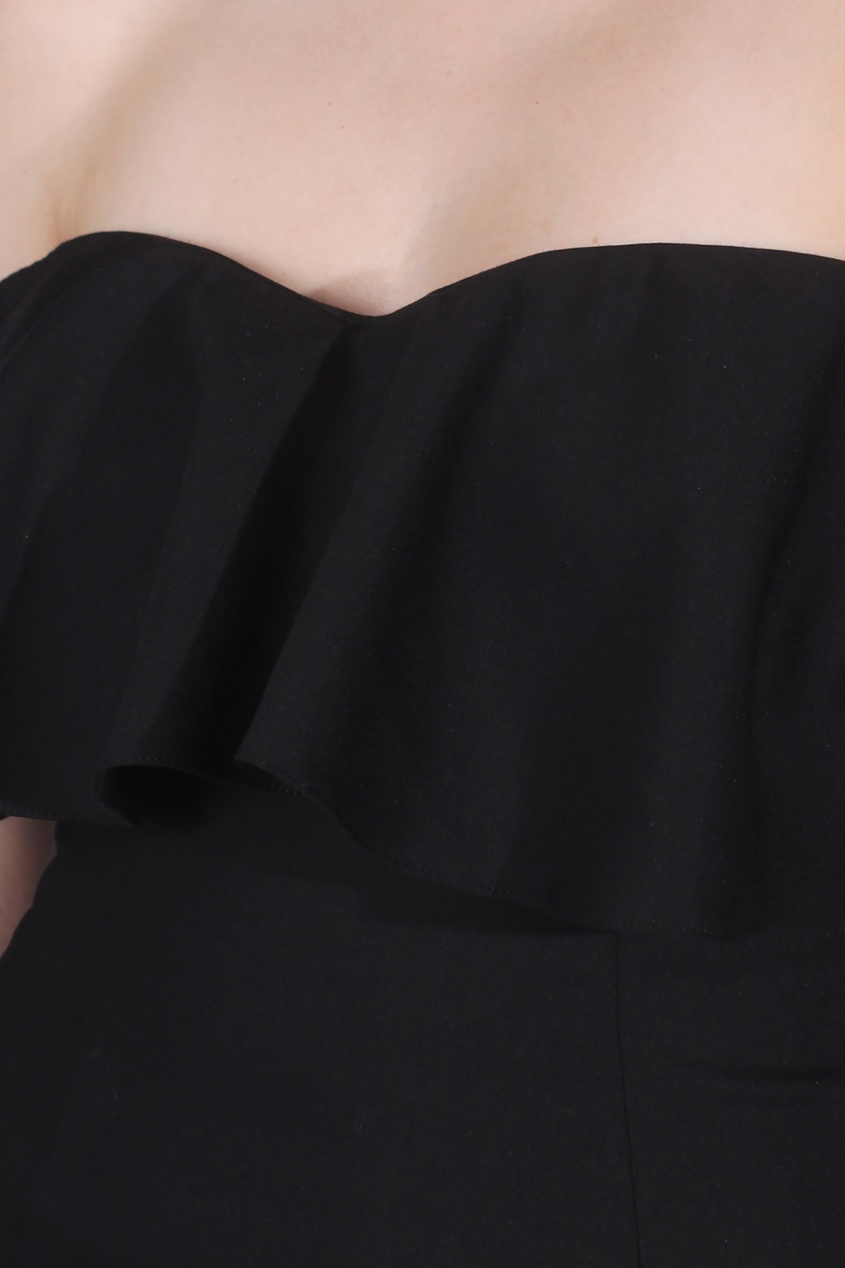 фото Черное платье миди с открытыми плечами sorelle
