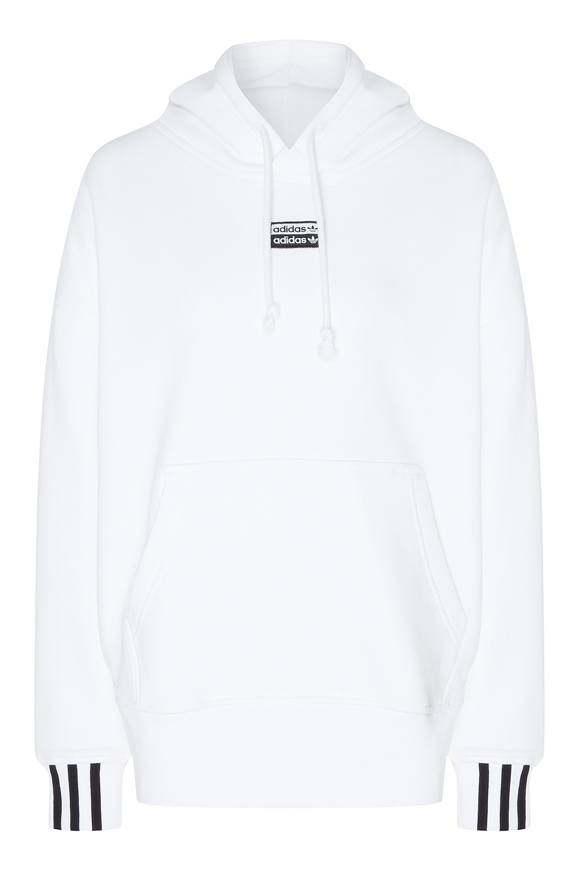 фото Белое худи с полосами на манжетах Adidas