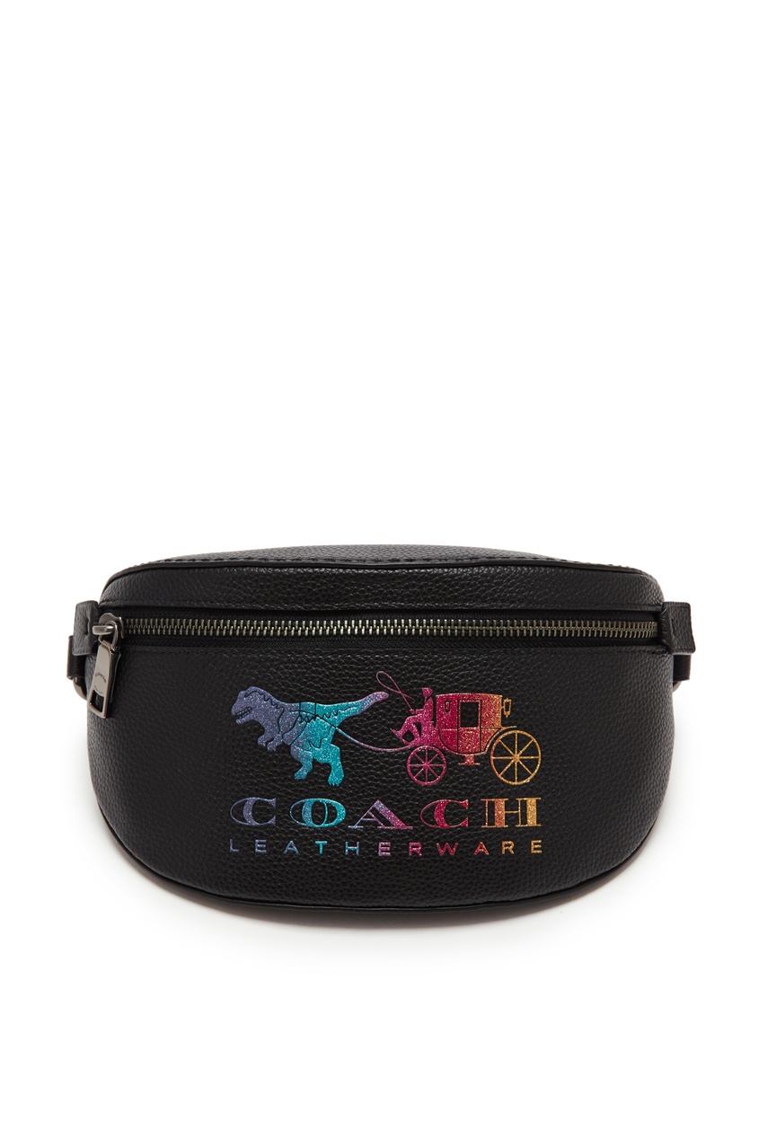 фото Черная сумка на пояс с рисунком Coach