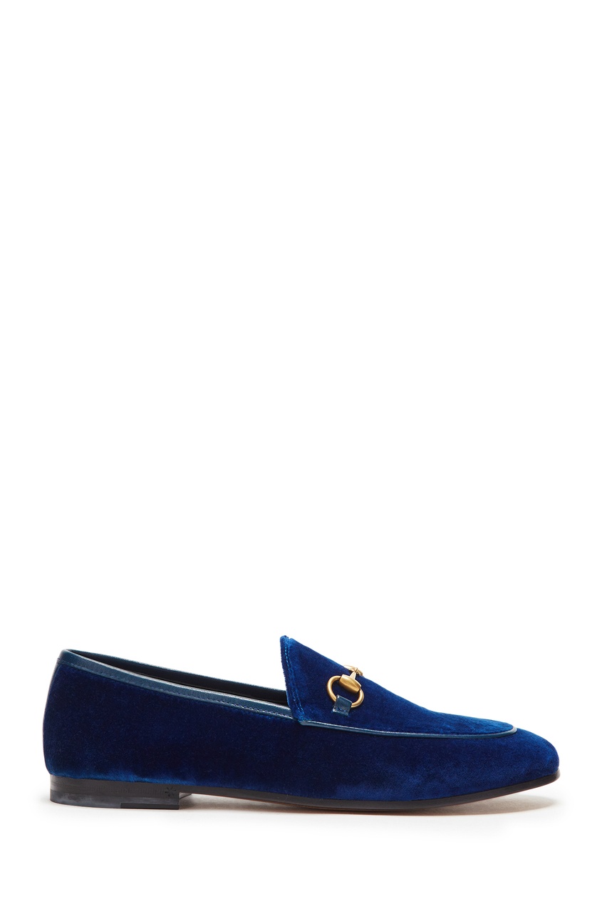 фото Синие бархатные лоферы Jordaan Gucci