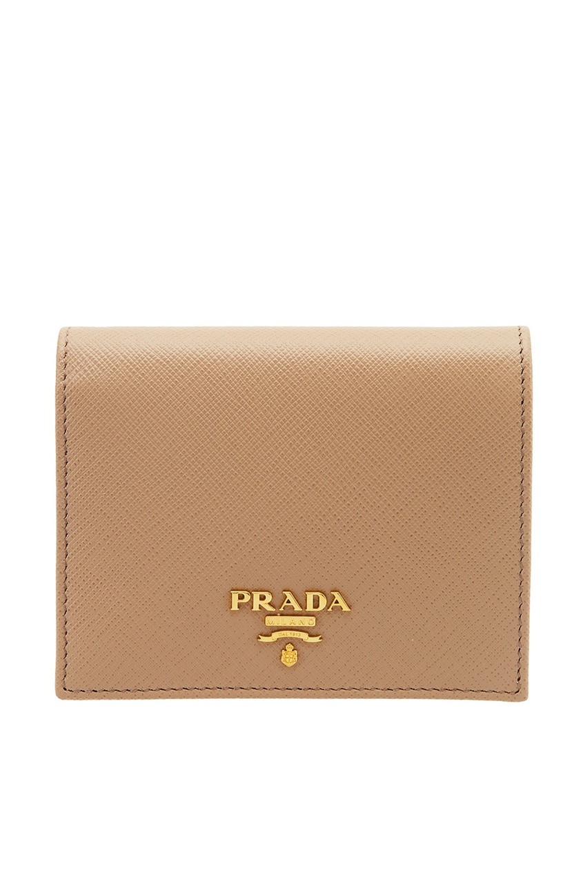 фото Бежевый кожаный кошелек prada