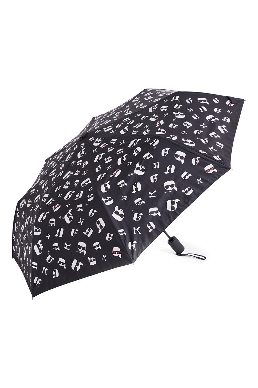 фото Черный зонт с фирменной отделкой Karl lagerfeld