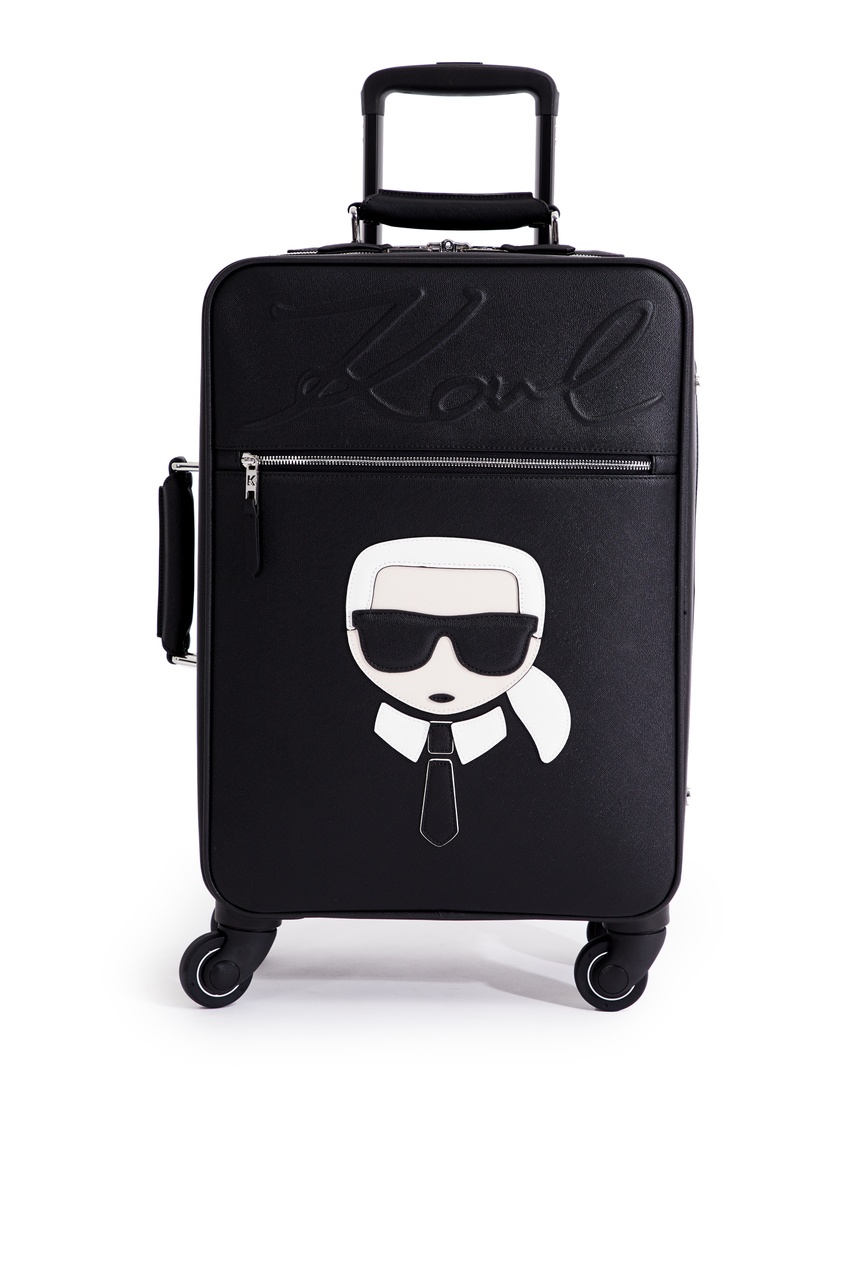 Черный чемодан с фирменной отделкой