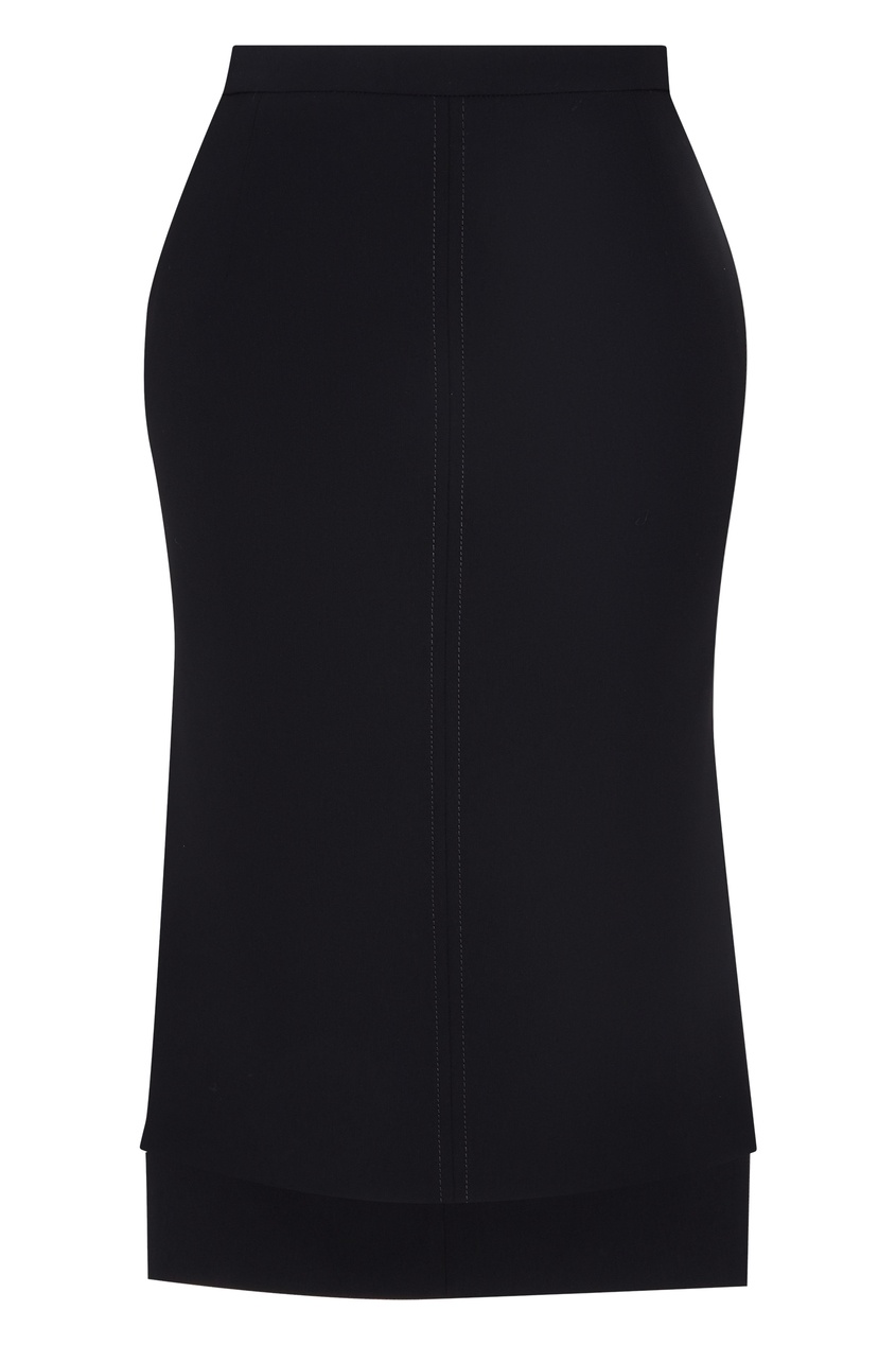 фото Прямая черная юбка с асимметричным подолом No.21