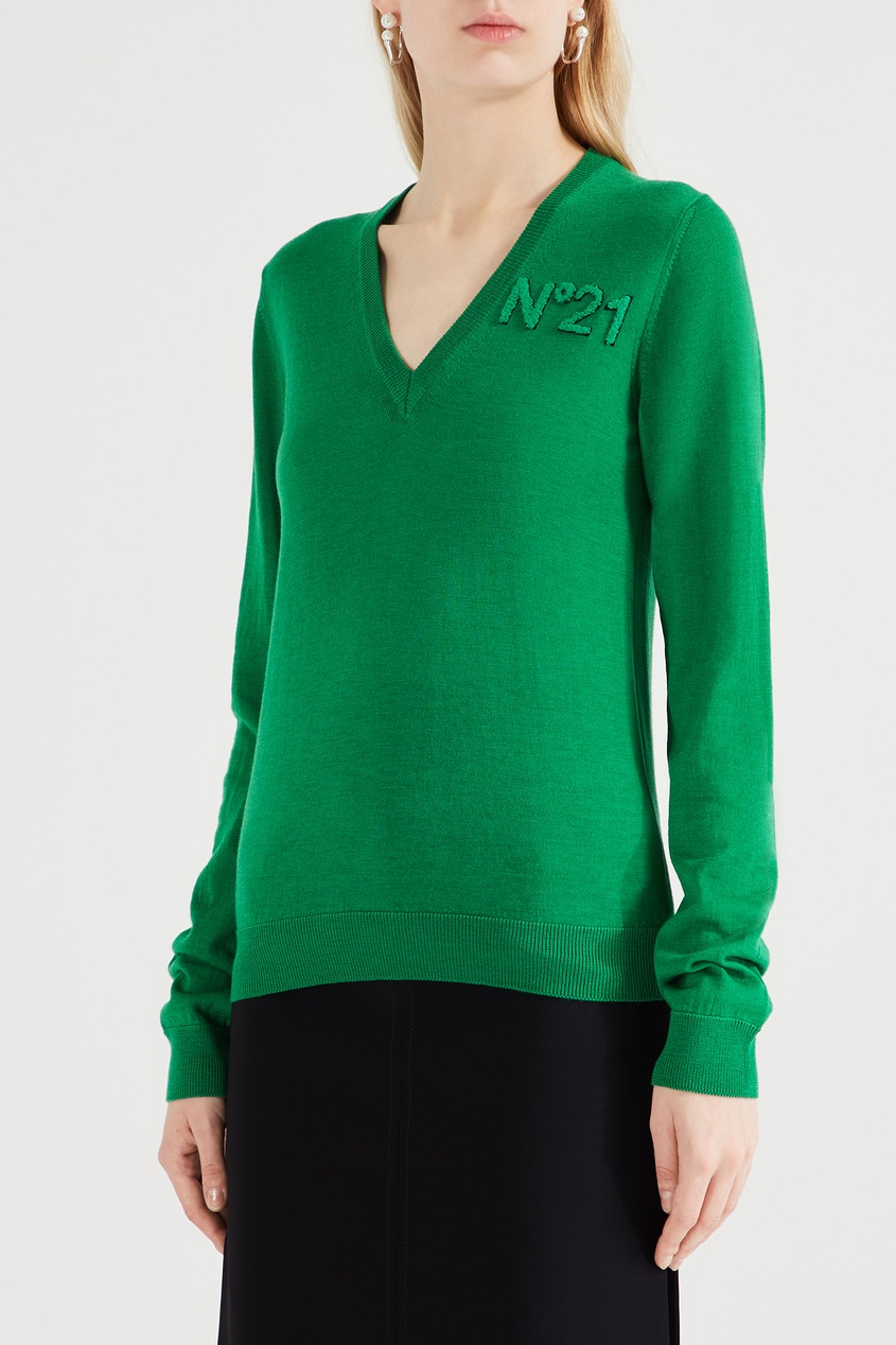 фото Зеленый пуловер с логотипом no.21