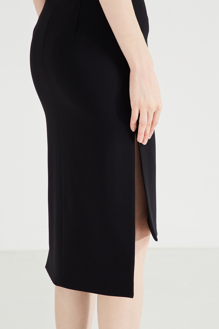 фото Прямая черная юбка с асимметричным подолом no.21