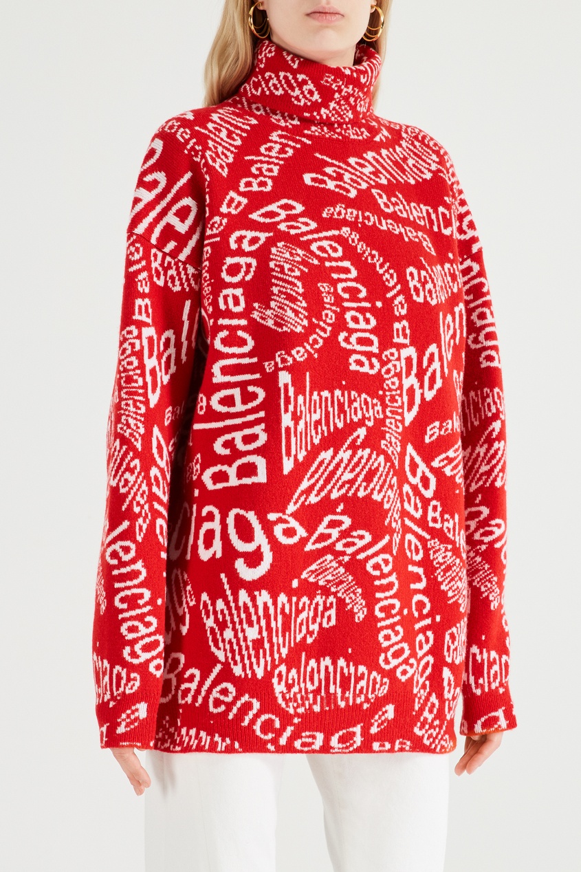 фото Красный свитер оверсайз Logo Wave Balenciaga